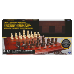 CLASSIC GAMES - DELUXE WOOD CHESS & CHECKERS - BLACK & GOLD