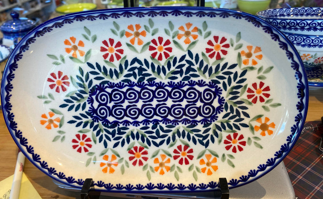 Polish Pottery - handpainted platter. Authentic from Poland.
