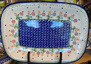 Polish Pottery - handpainted large platter. Authentic from Poland