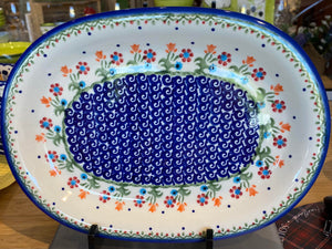 Polish Pottery - handpainted large platter. Authentic from Poland