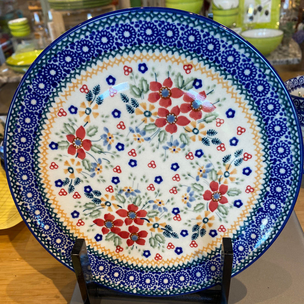 Polish Pottery - handpainted medium plate. Authentic from Poland.