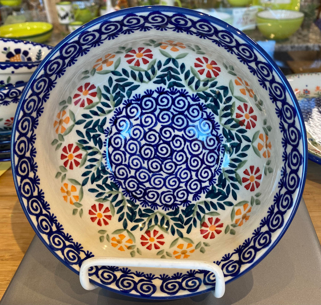 Polish Pottery - handpainted medium size bowl. Authentic from Poland