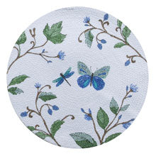 Embroidered Placemat - Blue Dragonfly & Butterflies