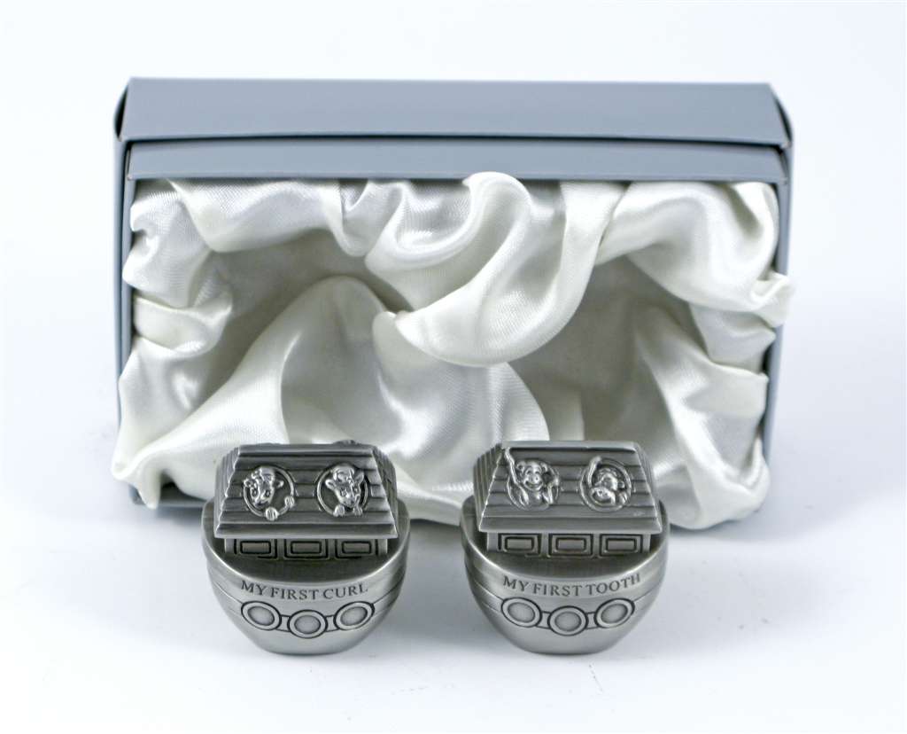 Pewter Noah's Ark Tooth & Curl Box