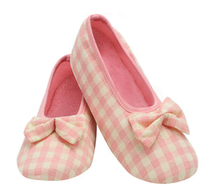 Women's Gingham Ballerina Snoozies!® Slippers - Pink