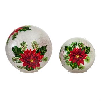 Christmas Poinsetta Globe -Set of 2